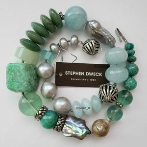 STEPHEN DWECK Sterling Silver Champagne Pearl & Mixed Stone Necklace 20"